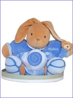 Kaloo Large Blue Chubby Rabbit w/ Detachable Snail–Gift Boxed Now In Box